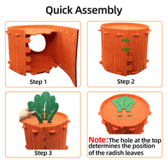Acsist Rabbit Hideout semi-enclosed design provides hiding space and easy access for pets.