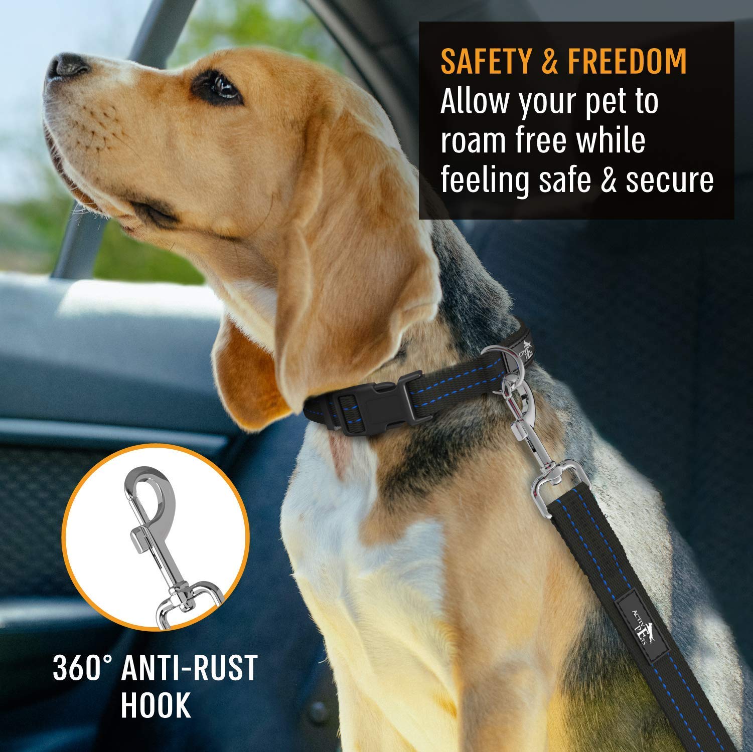 Active Pets 360-degree rotating clasp for flexible, comfortable positioning.