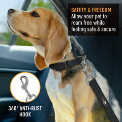 Active Pets dog seatbelt with rotating clasp for comfortable movement.