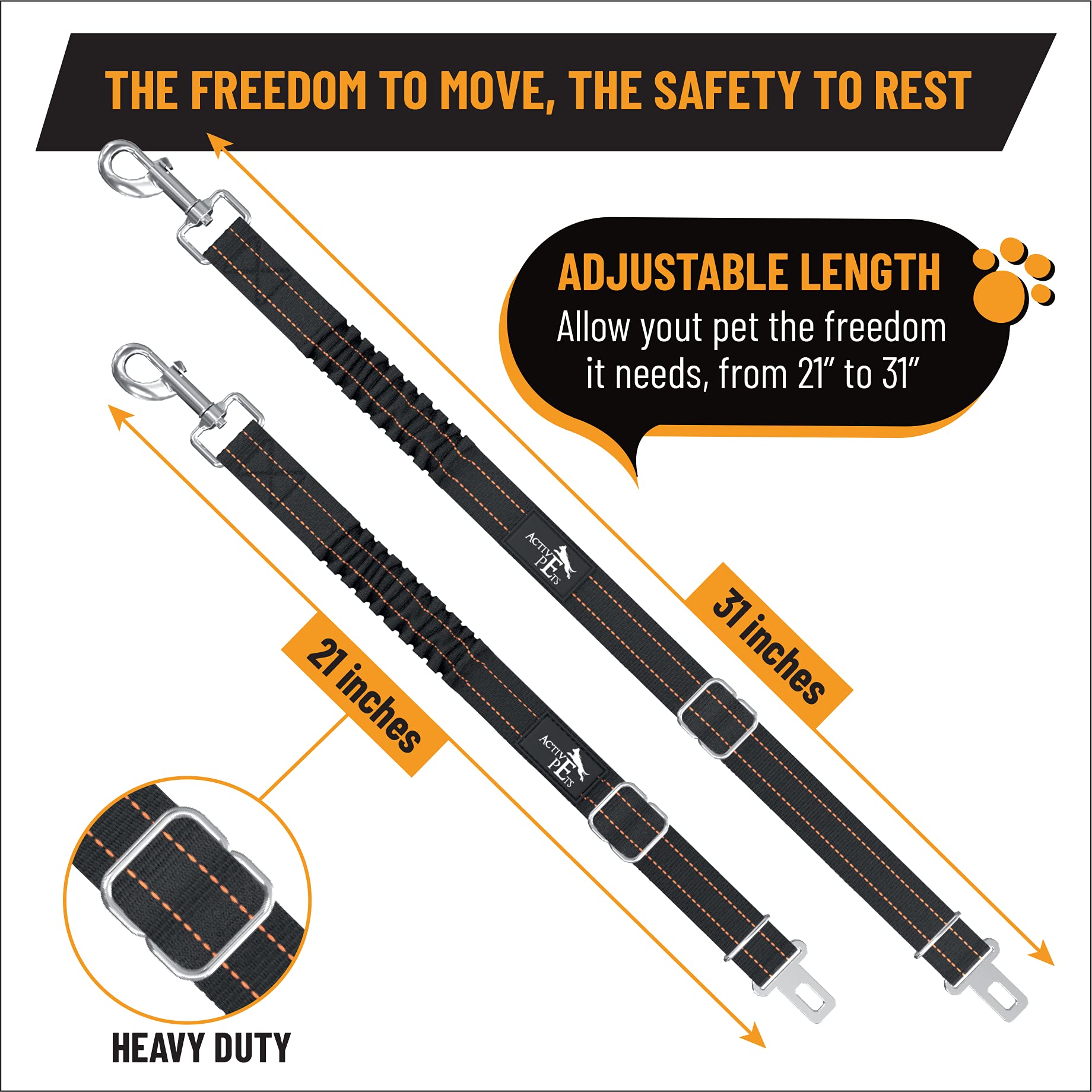 Active Pets elastic bungee adds gentle shock absorption during trips