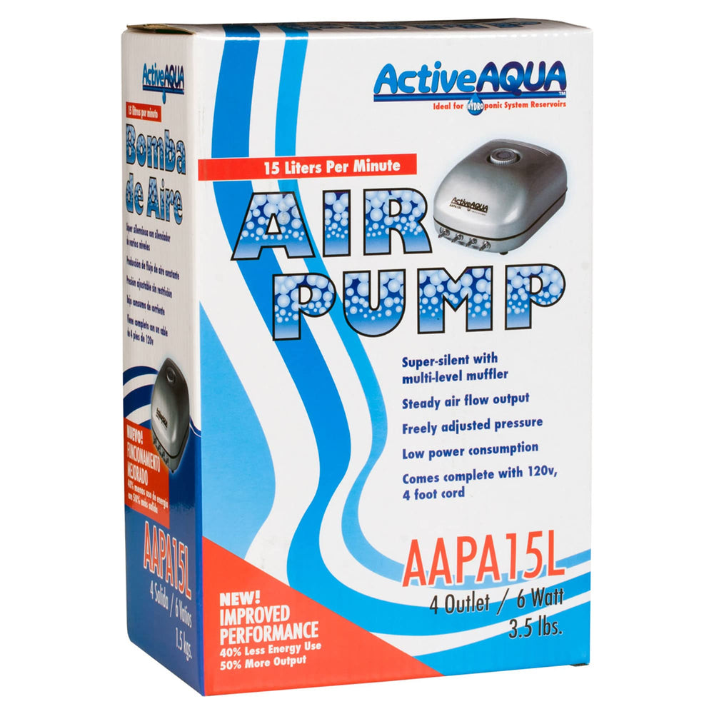 ACTIVEAQUA AAPA15L 240 GPH output supports steady aeration.