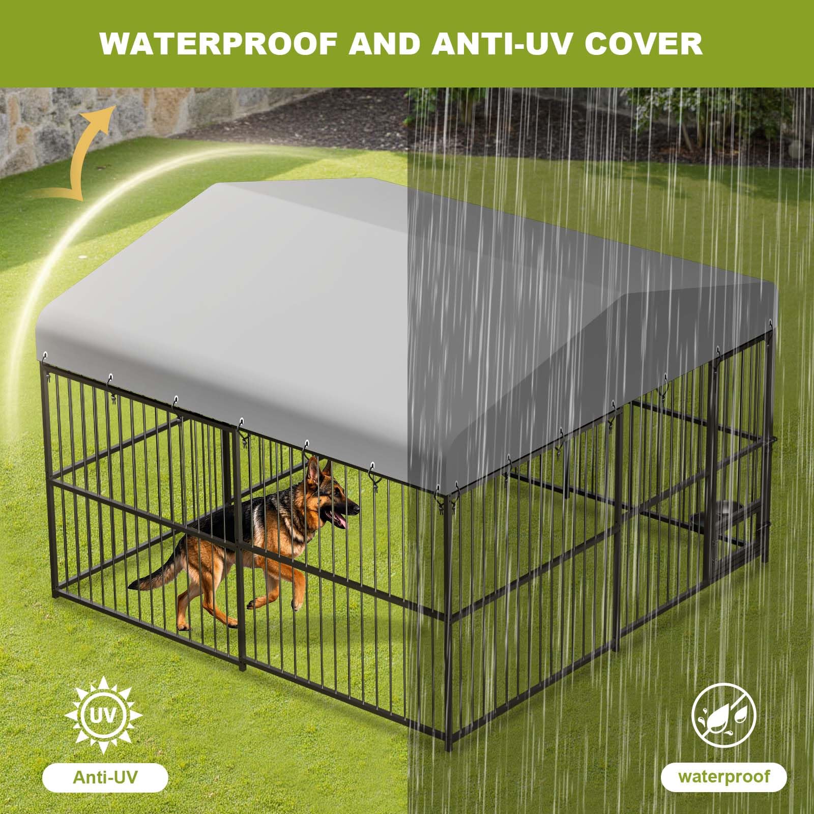 ActiveTrail kennel canopy protects from rain and sun