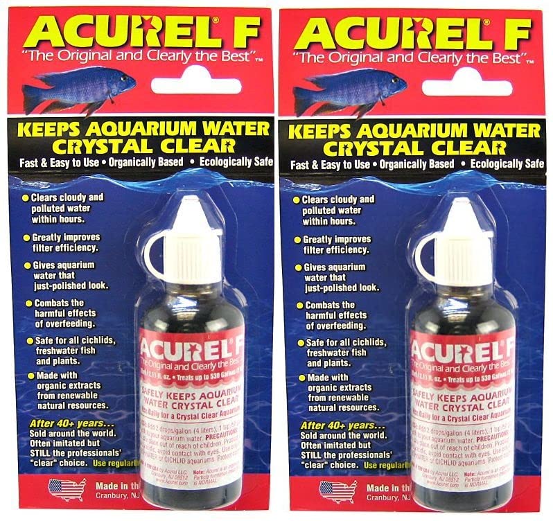 Acurel F aquarium clarifier bottle 50ml pack 2 for clearer water and healthier tanks