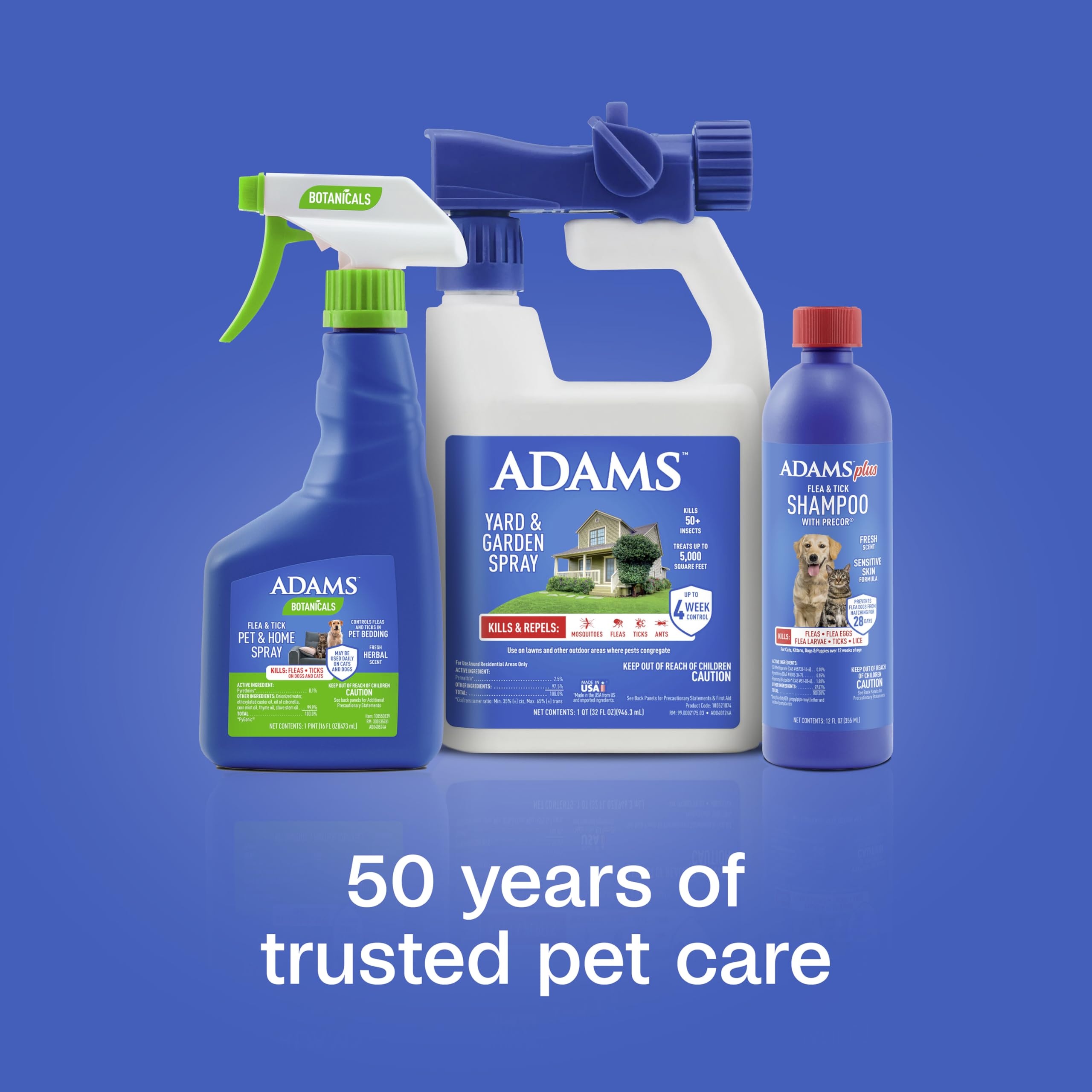 ADAMS Botanicals EPA-reg product label signifies approved, plant-based flea and tick control.