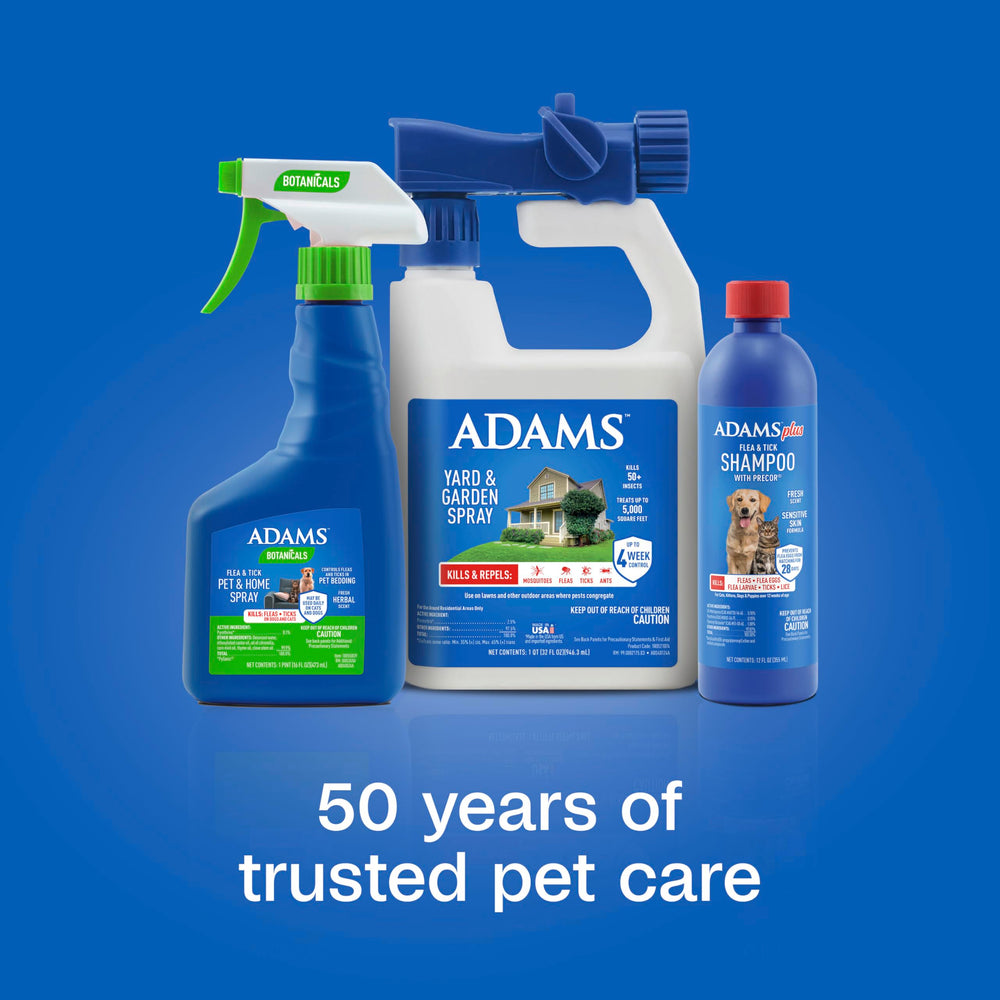 ADAMS Botanicals EPA-reg product label signifies approved, plant-based flea and tick control.