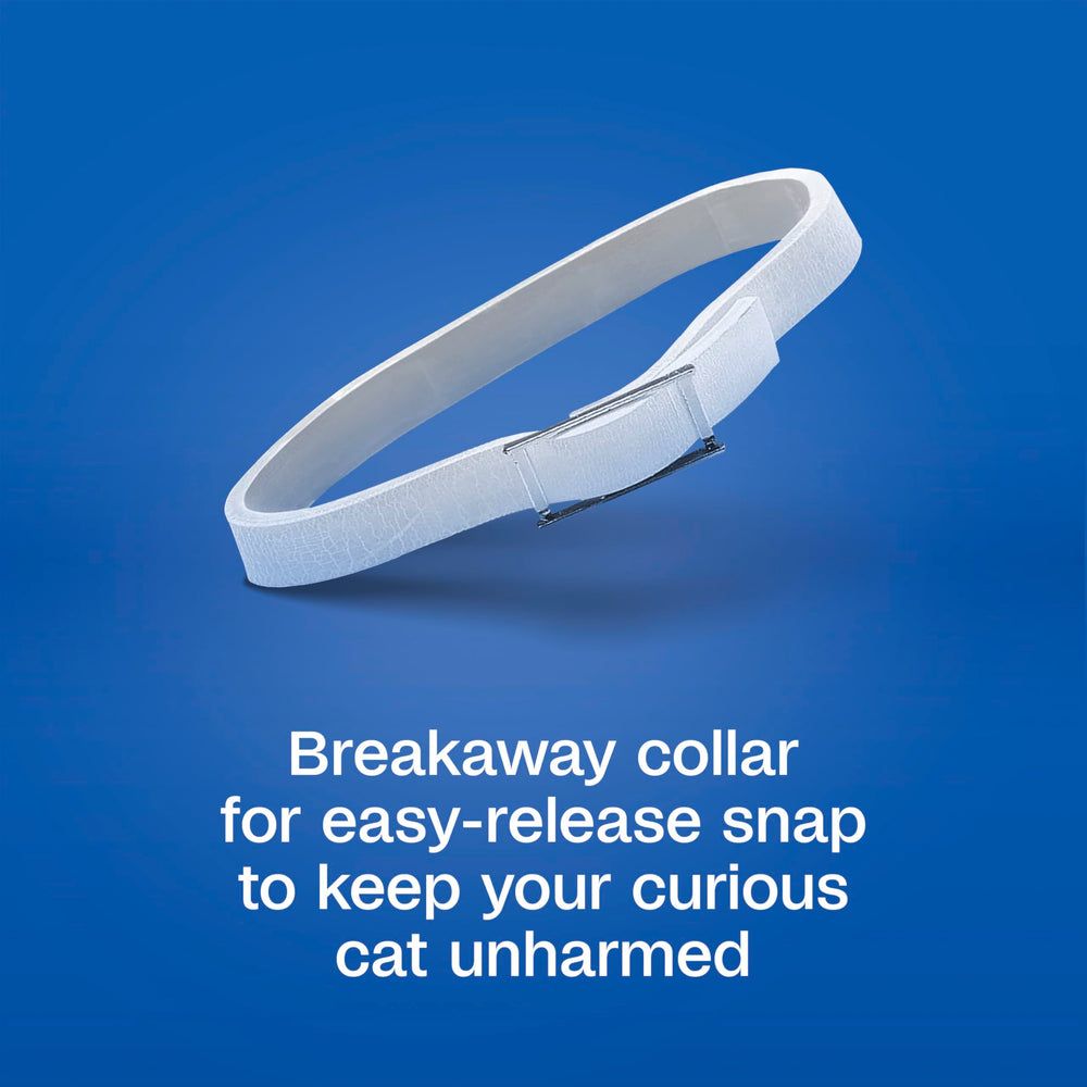 ADAMS Plus adjustable breakaway collar fits cats 12 weeks and older.