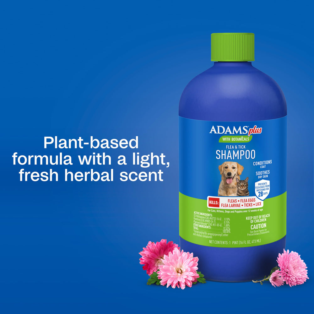Soft, shiny coat after using ADAMS Plus Botanicals shampoo.