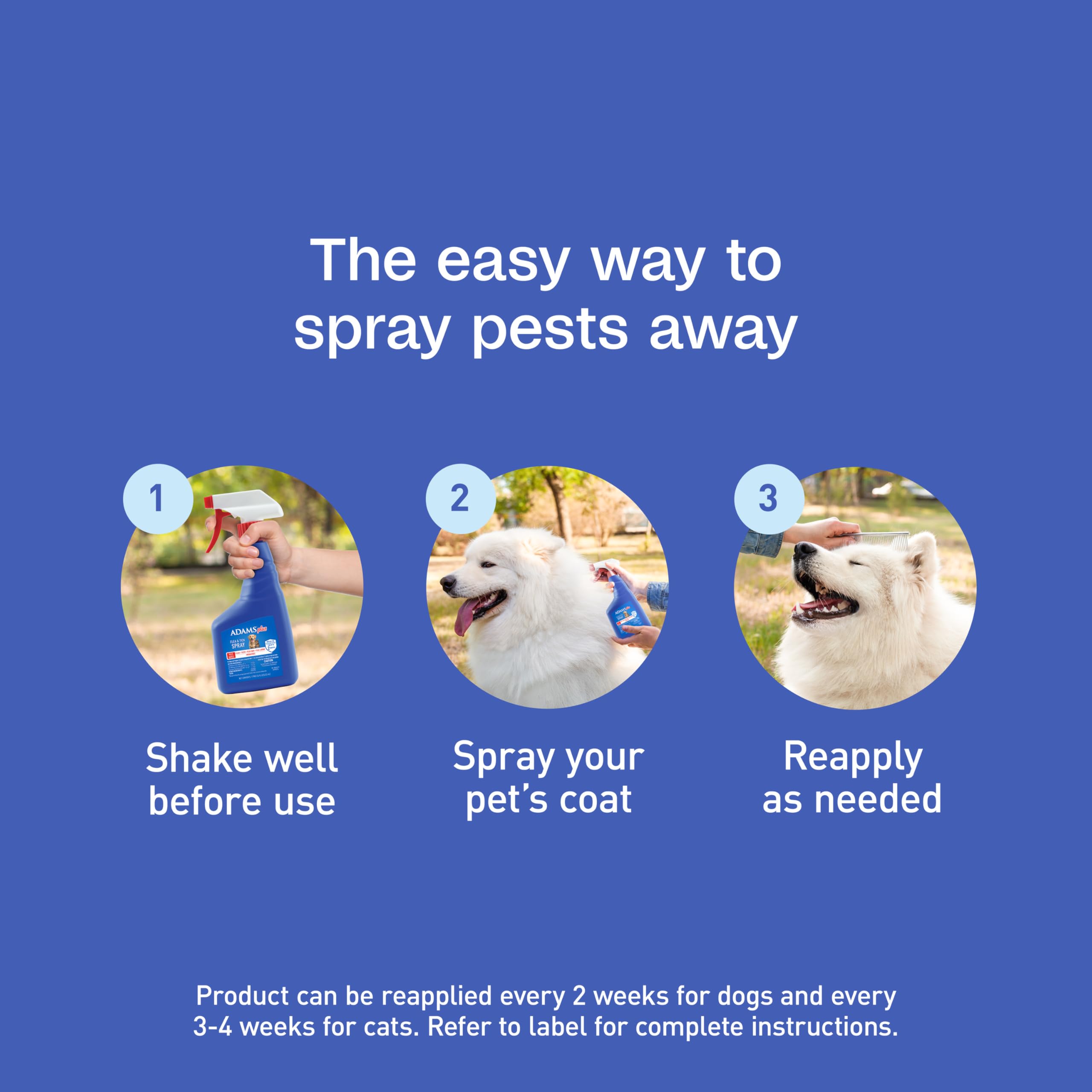 ADAMS Plus provides rapid flea and tick coverage on application.