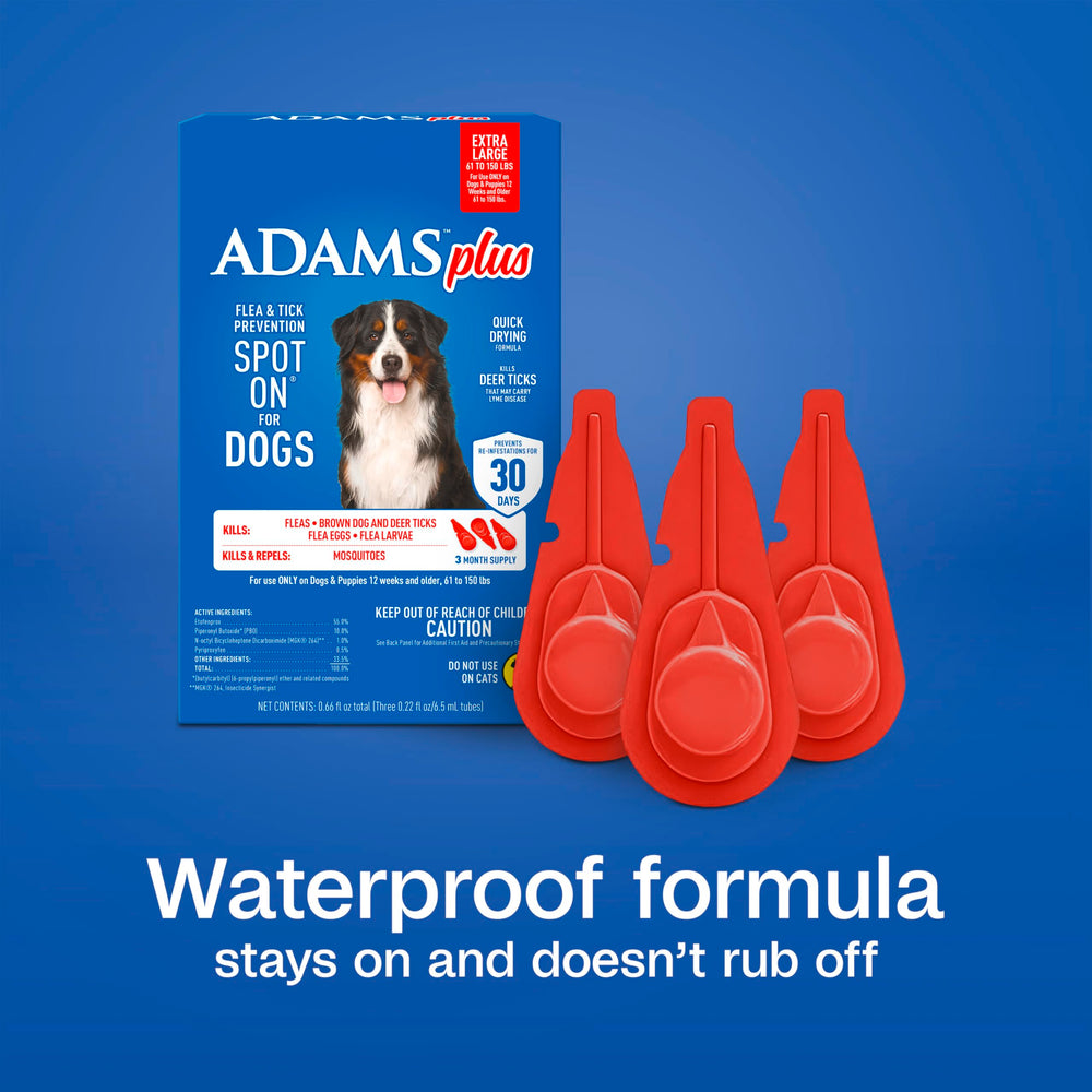 ADAMS Plus designed for extra large dogs weighing 61 to 150 pounds