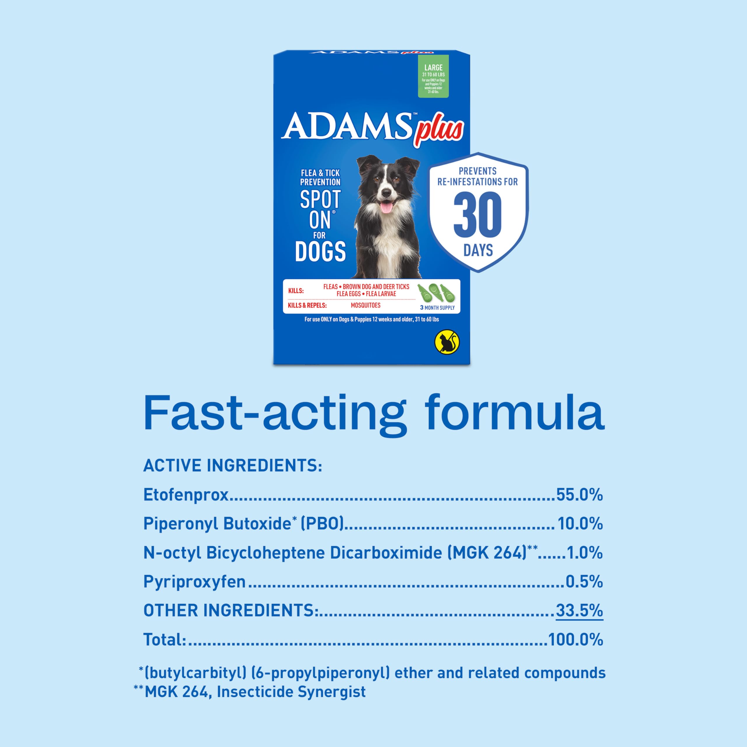 ADAMS Plus supports overall pet care by combining with home treatments for yard protection