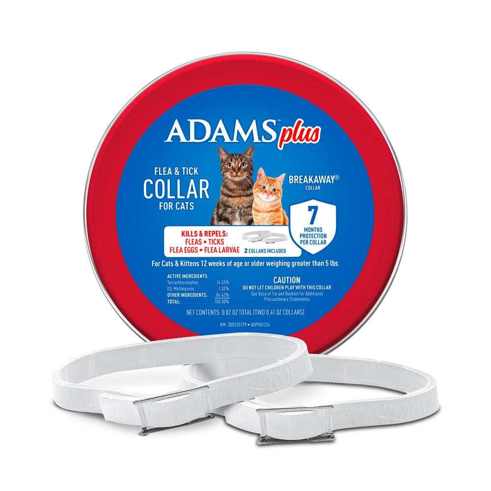 ADAMS Plus flea and tick collar for cats in a full overview, offering long-lasting pest protection.