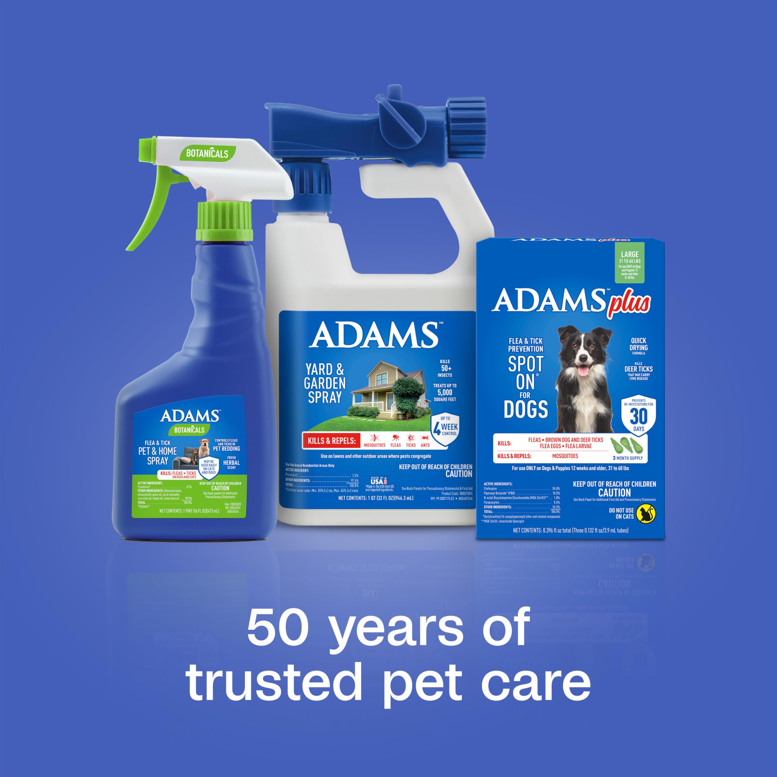 ADAMS Plus protects large dogs 31–60 pounds with targeted pest control
