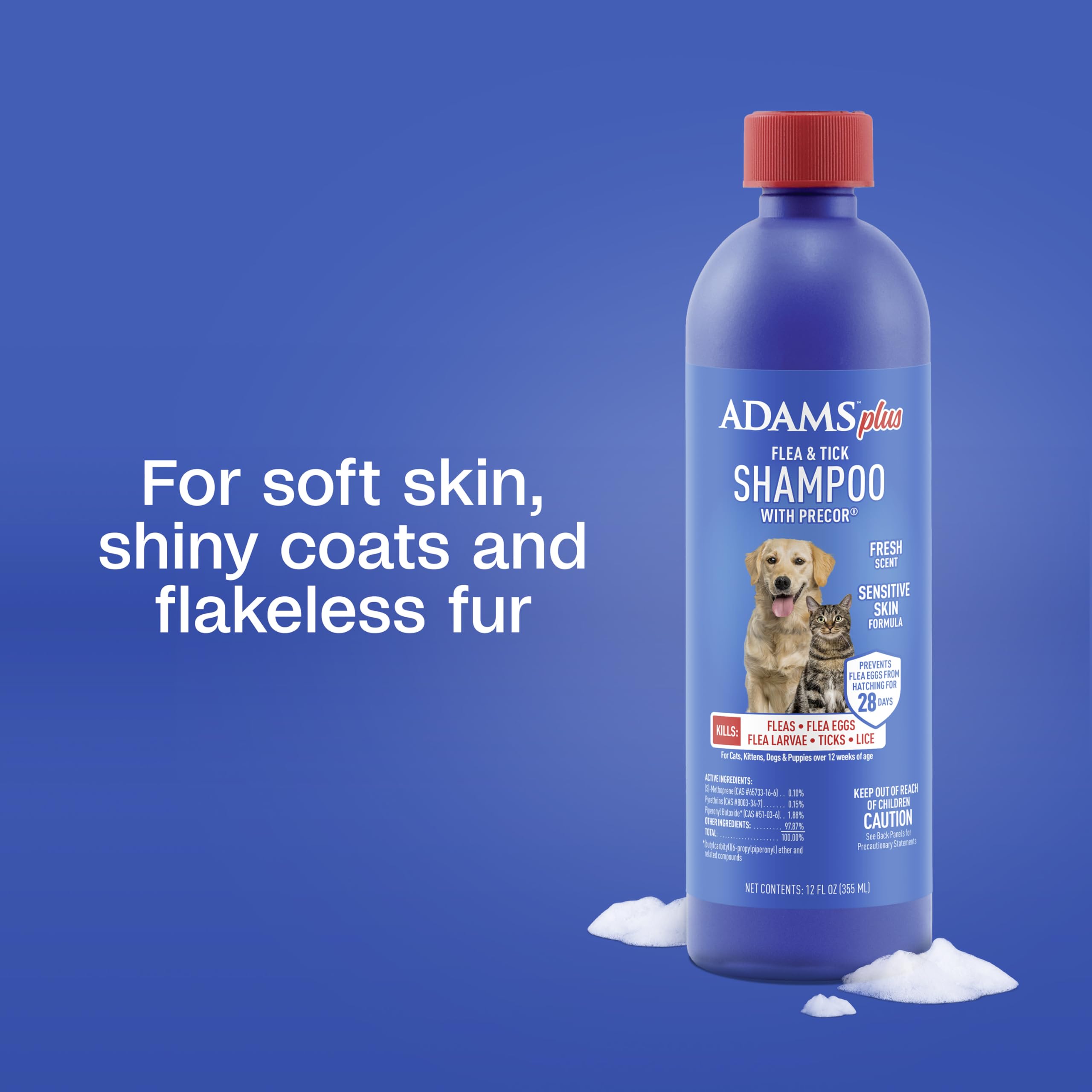 Shampoo provides up to 28 days of flea development prevention