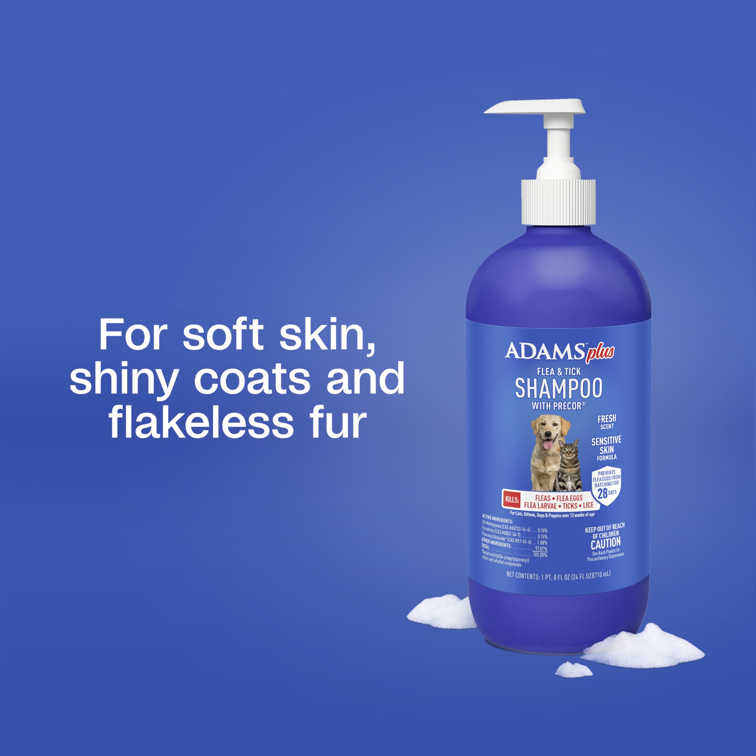 ADAMS Plus pet after bath showing fresh scent and clean coat