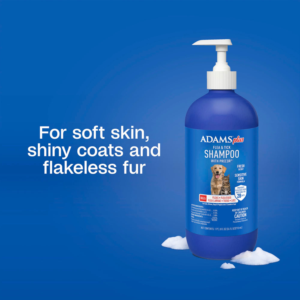 ADAMS Plus pet after bath showing fresh scent and clean coat
