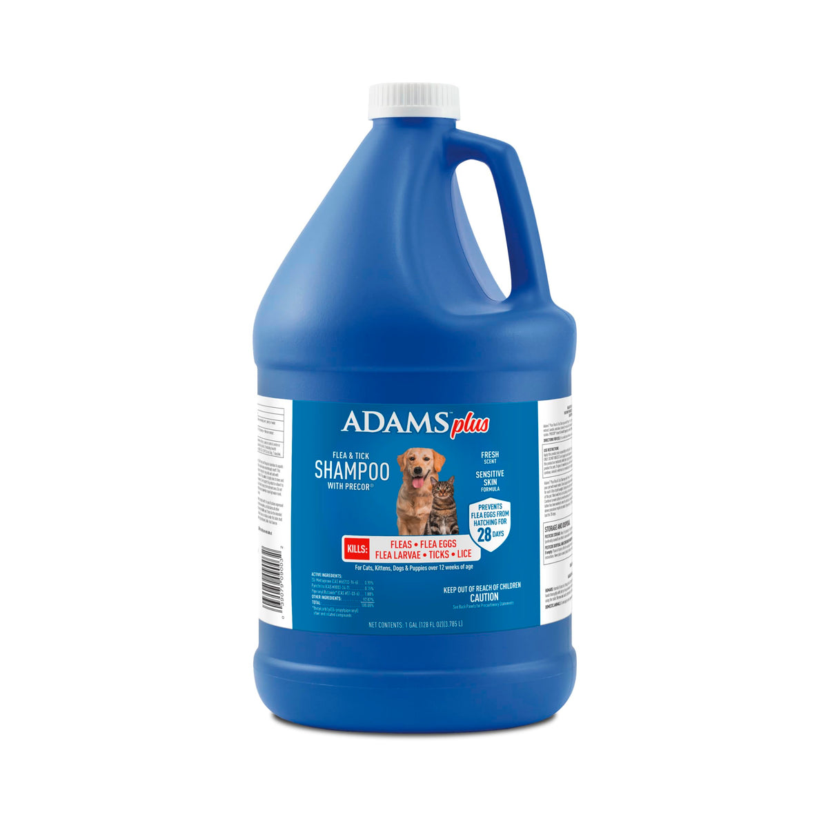 ADAMS Plus Flea & Tick Shampoo bottle shown, convenient pest control for pets