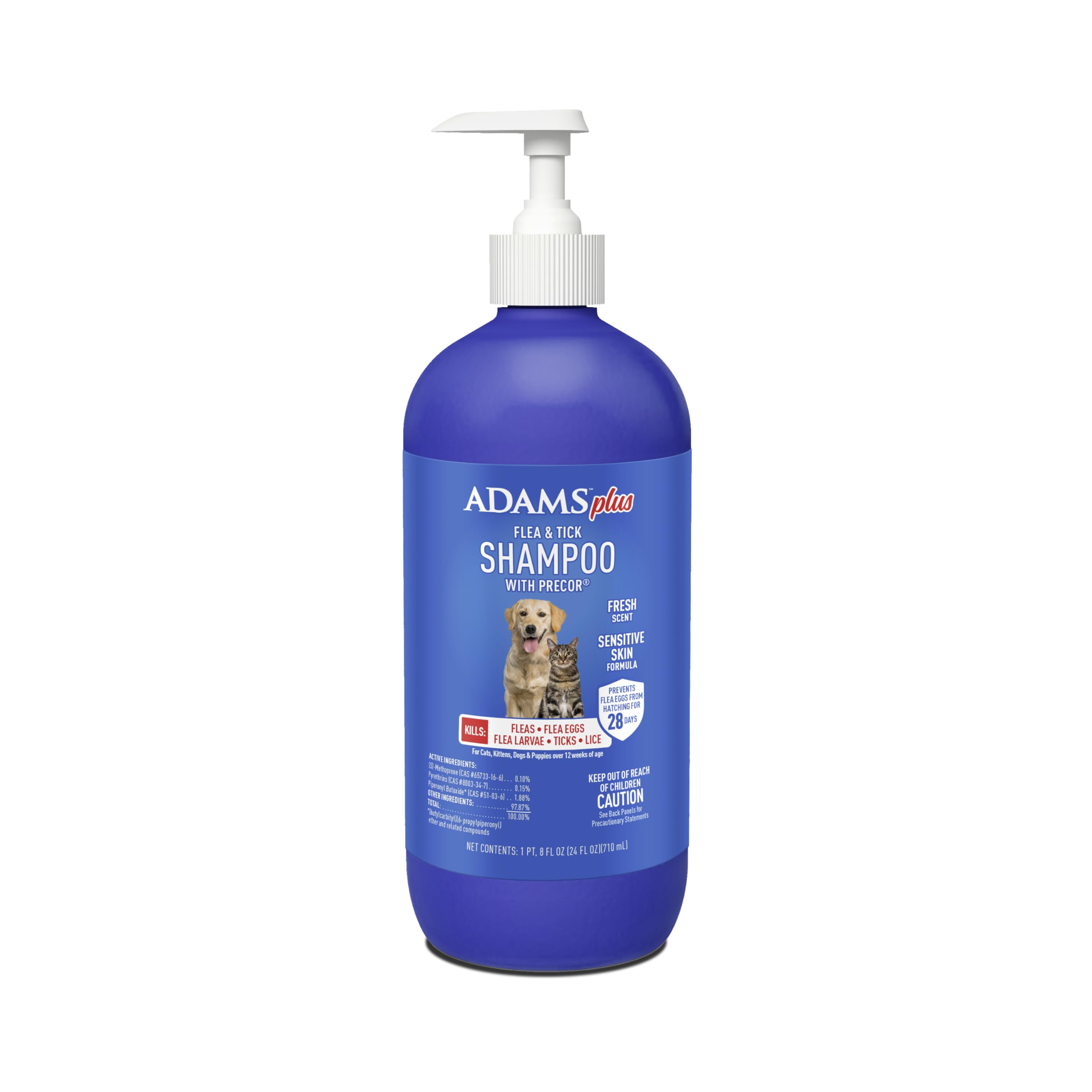 ADAMS Plus Flea & Tick Shampoo bottle with Precor IGR for dogs and cats