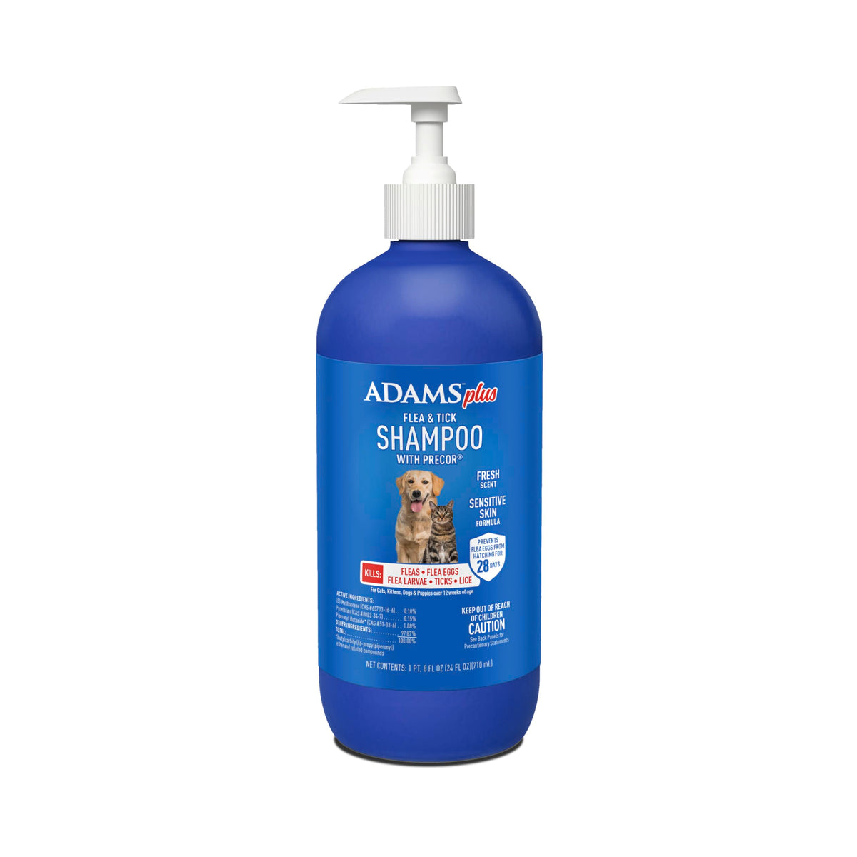 ADAMS Plus Flea & Tick Shampoo bottle with Precor IGR for dogs and cats