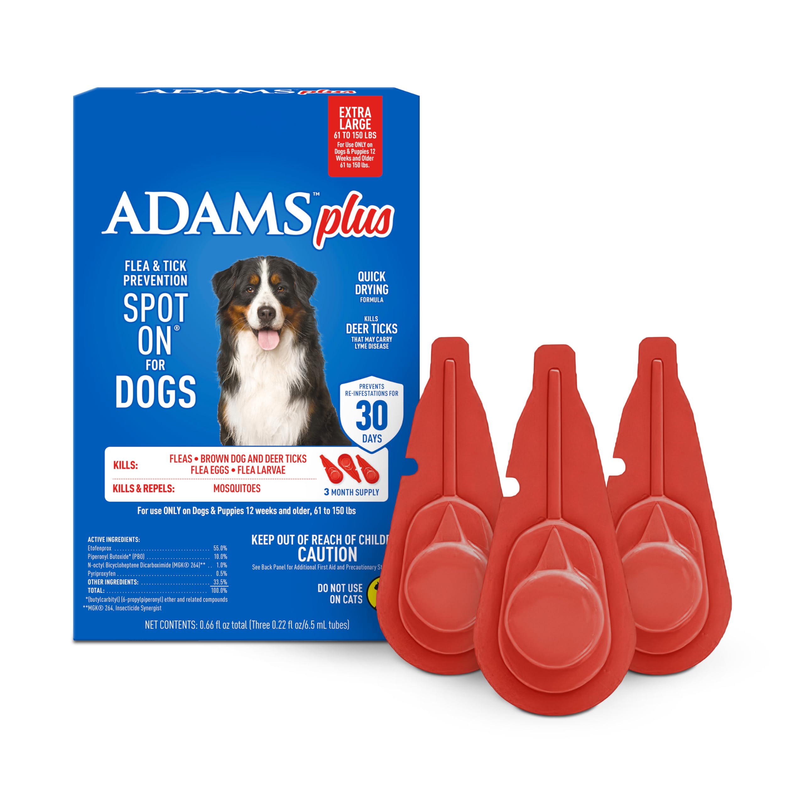 ADAMS Plus spot-on application on a dog for fast protection against fleas and ticks