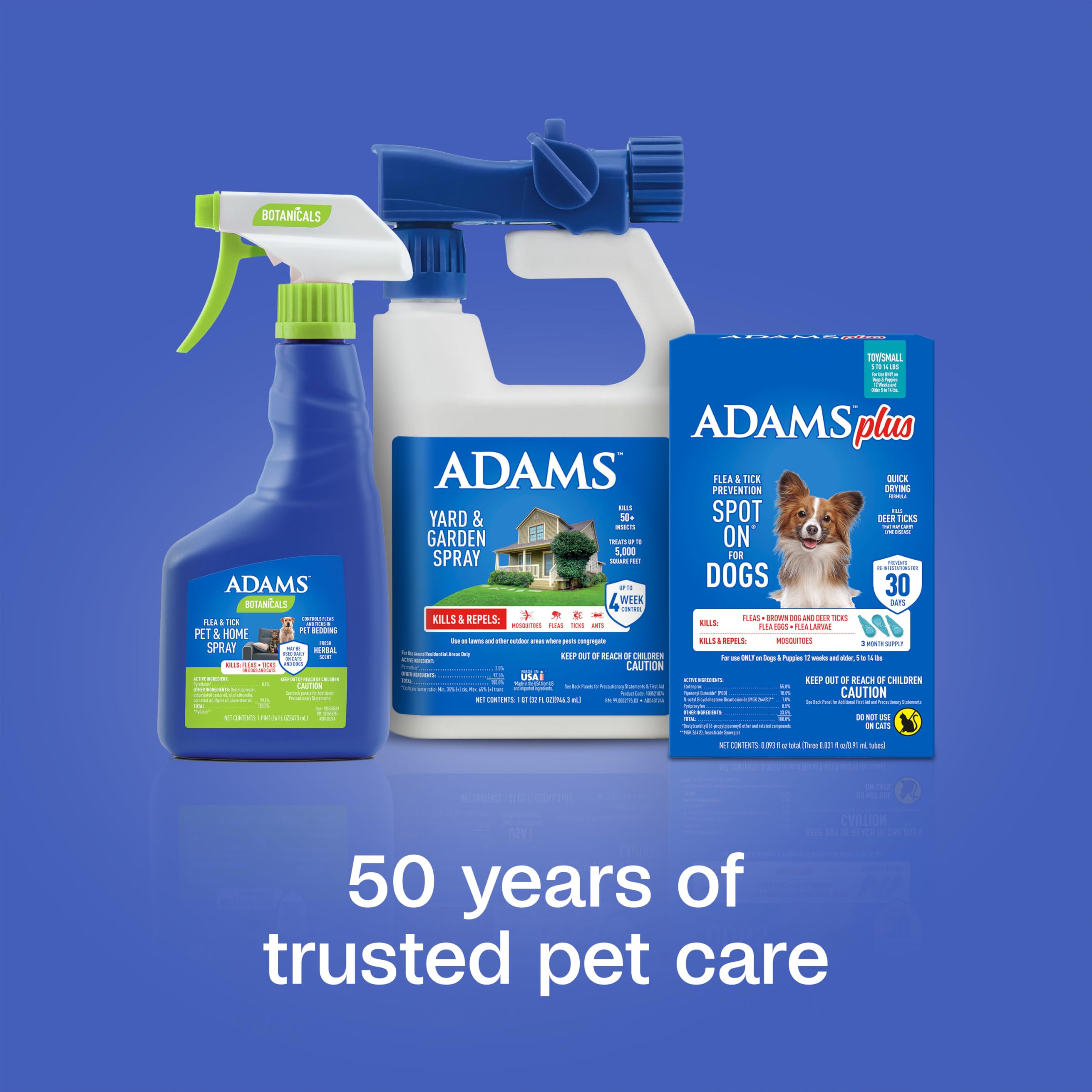 ADAMS Plus designed for 5–14 lb toy/small dogs for safe use.