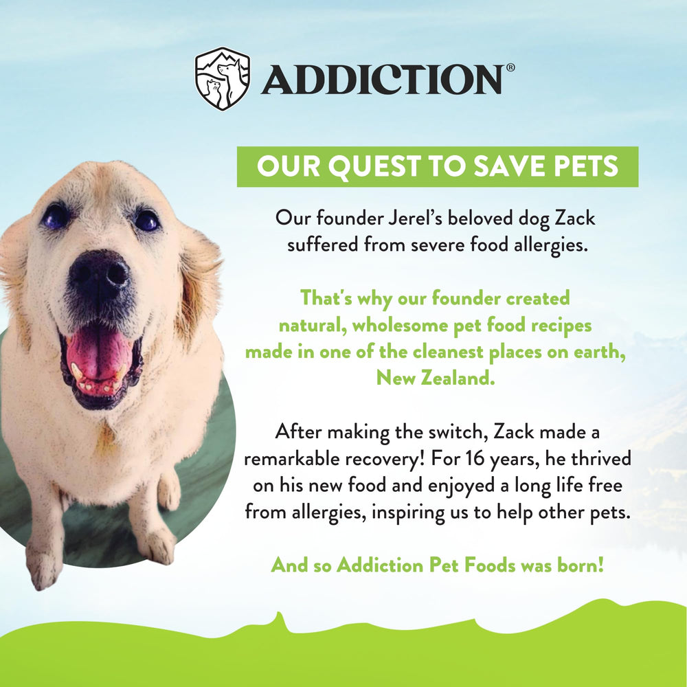 Kibble spread showcases texture of Addiction Venison Grain-Free dry cat food.