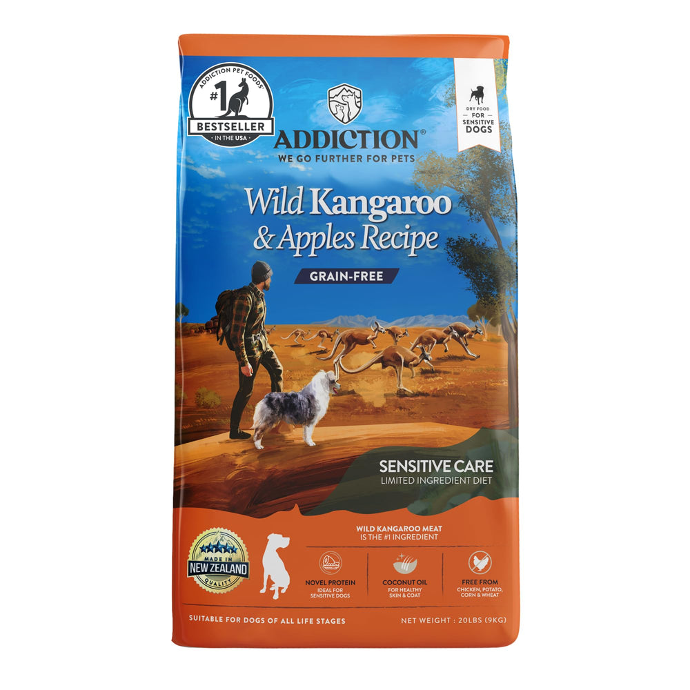 Addiction Wild Kangaroo & Apples kibble supports lean muscle health