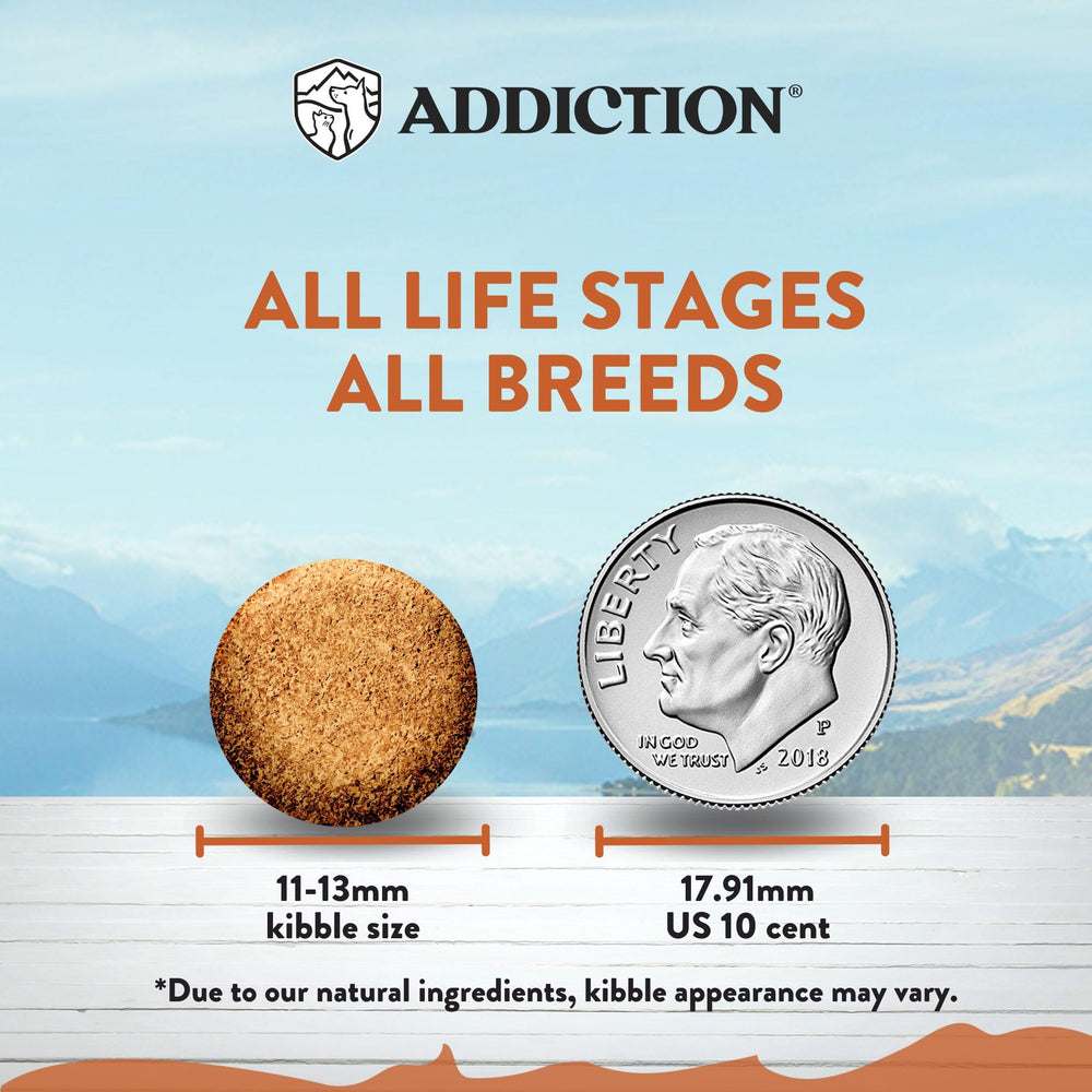 NZ-made Addiction packaging emphasizes limited ingredients for dog food