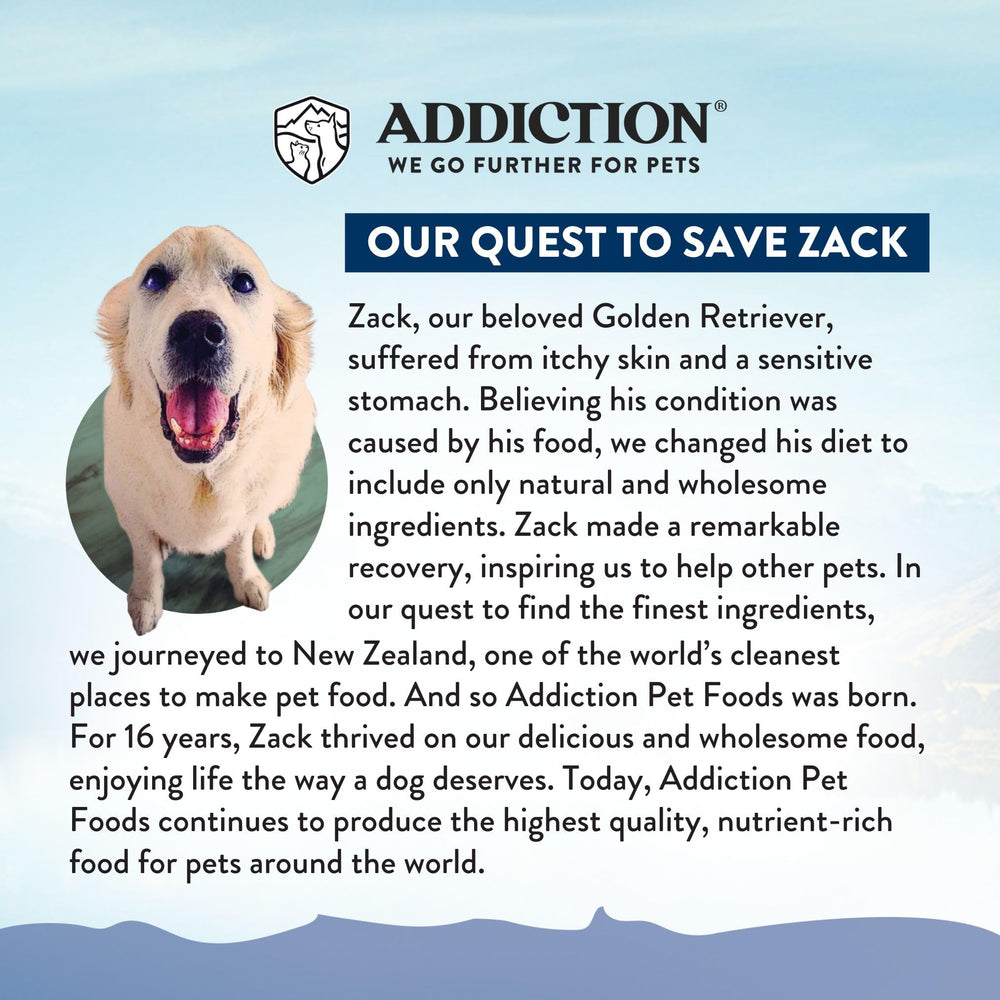 Addiction Wild Kangaroo Feast grain-free chicken-free claim visual for sensitive pets