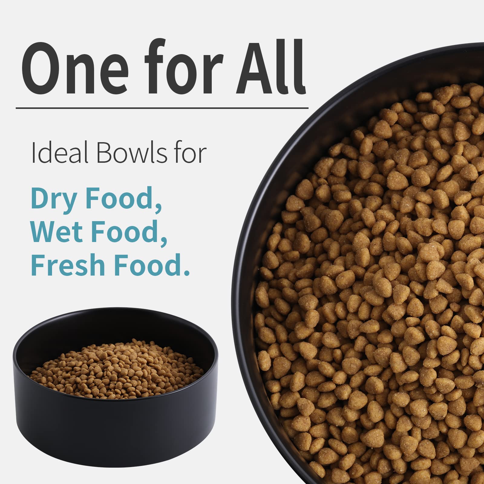 Addogyy 8-inch capacity bowl ideal for medium to large dogs.