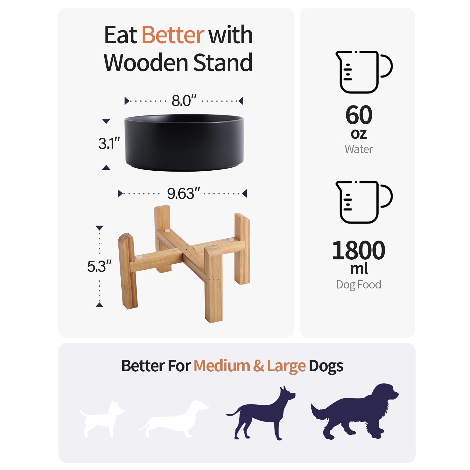 Addogyy ceramic dog bowl close-up shows smooth glaze and easy cleaning.
