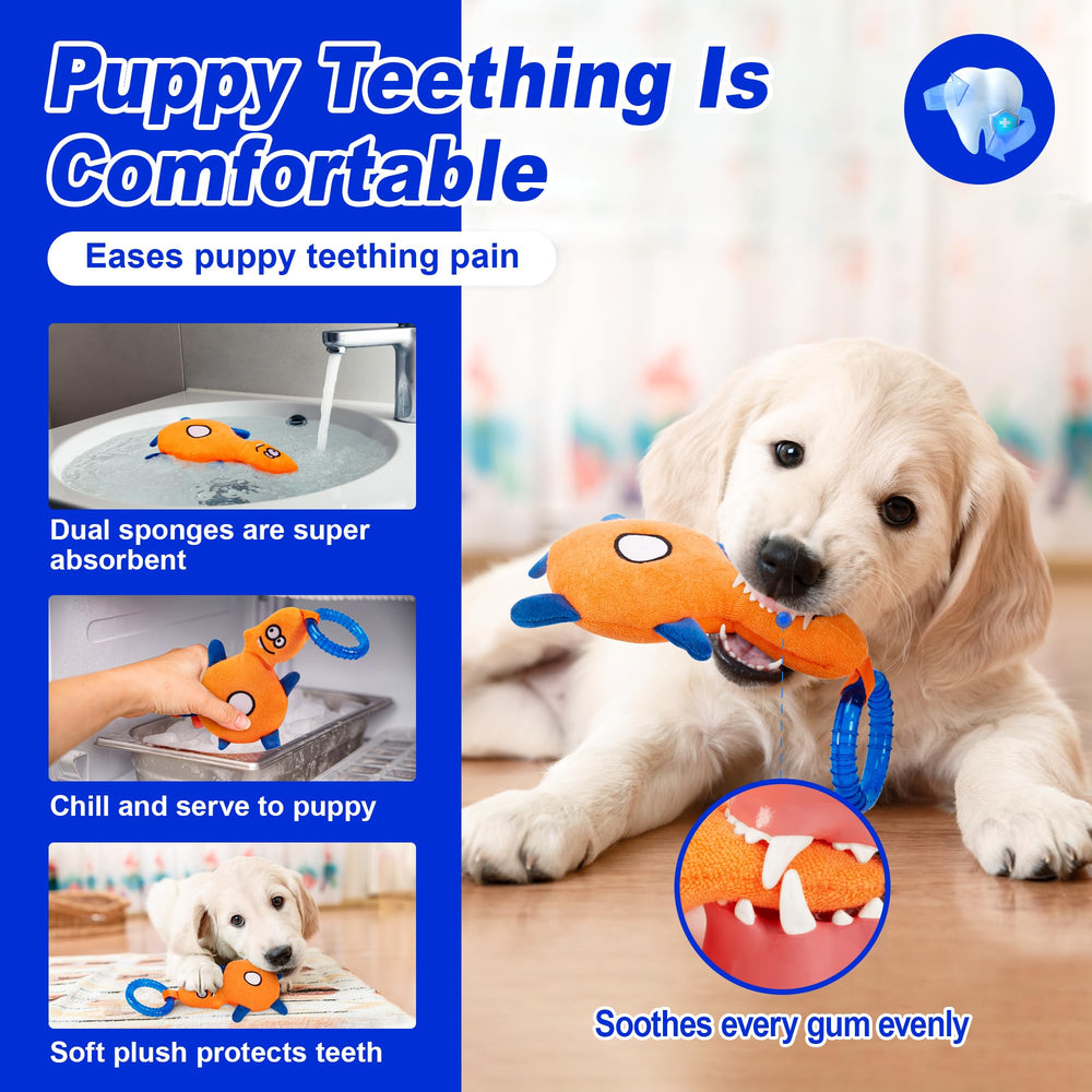 ADDPETS absorbent sponge teething toy demonstrates water retention for longer chill.