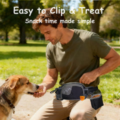 Built-in poop bag dispenser keeps waste bags handy during walks.