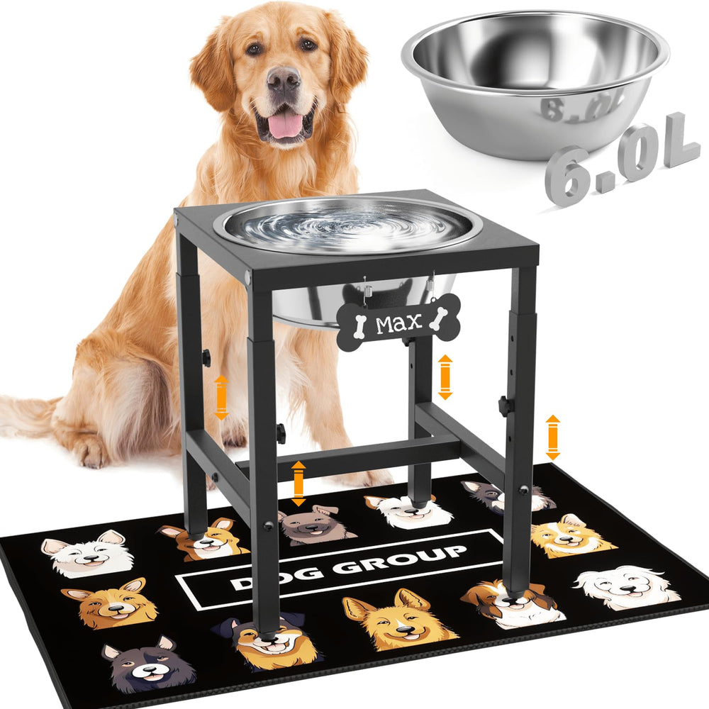 ADENGL raised dog water bowl on a sturdy stand for easy access.