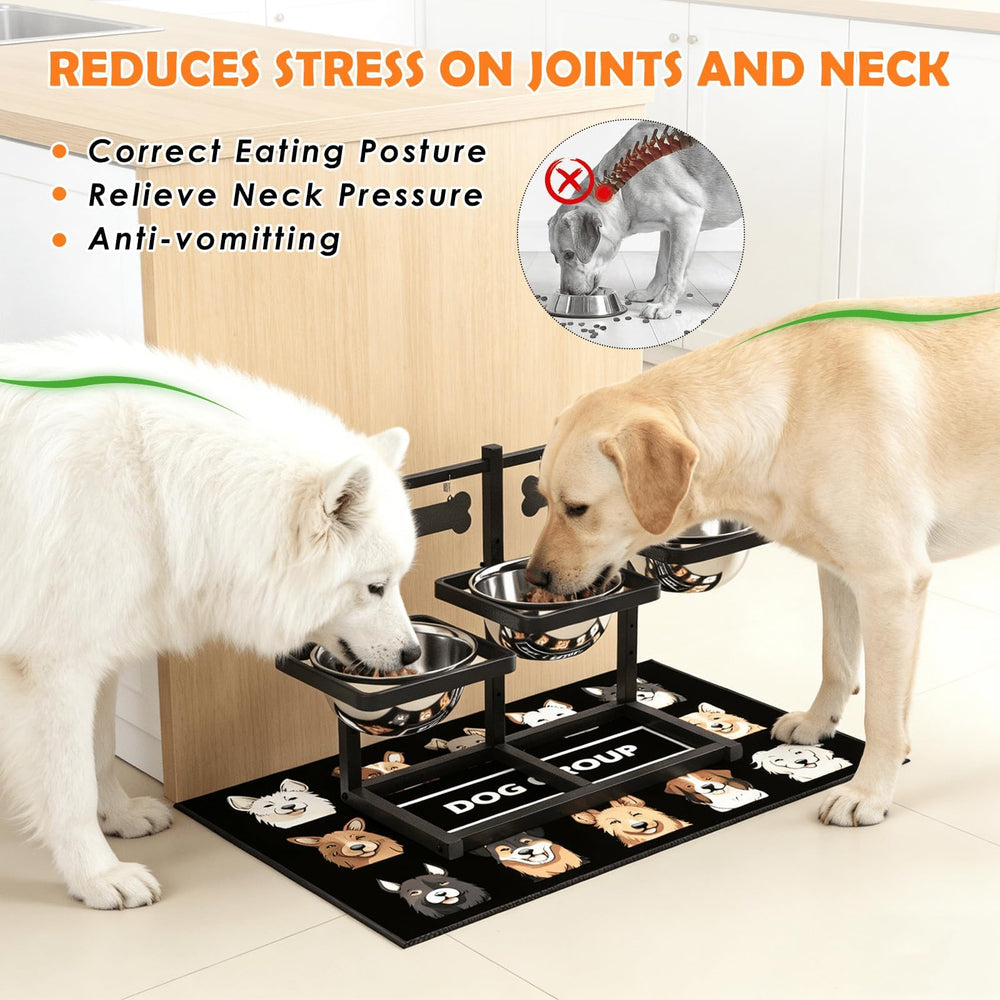 ADENGL three-bowl-design supports simultaneous feeding for multi-pet households