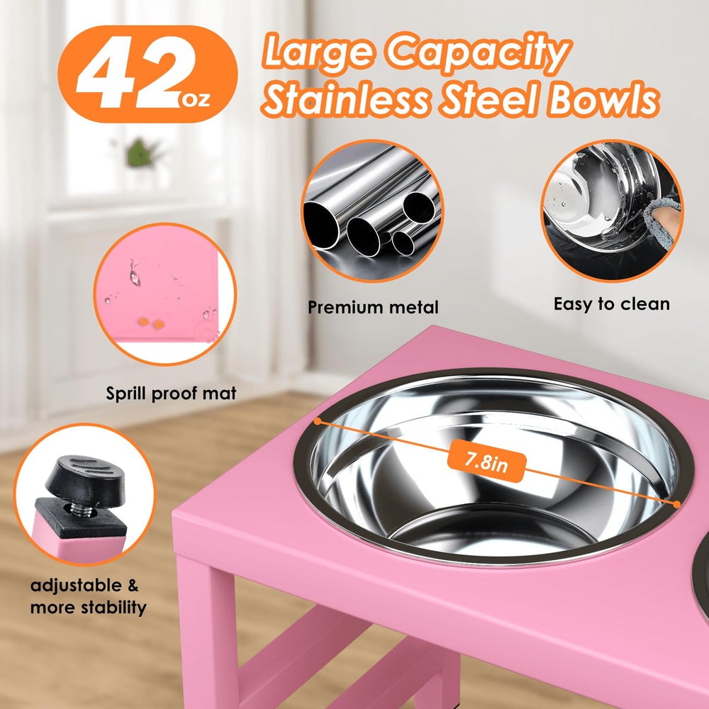 ADENGL 42oz stainless steel bowls provide durable, easy-to-clean feeding options.