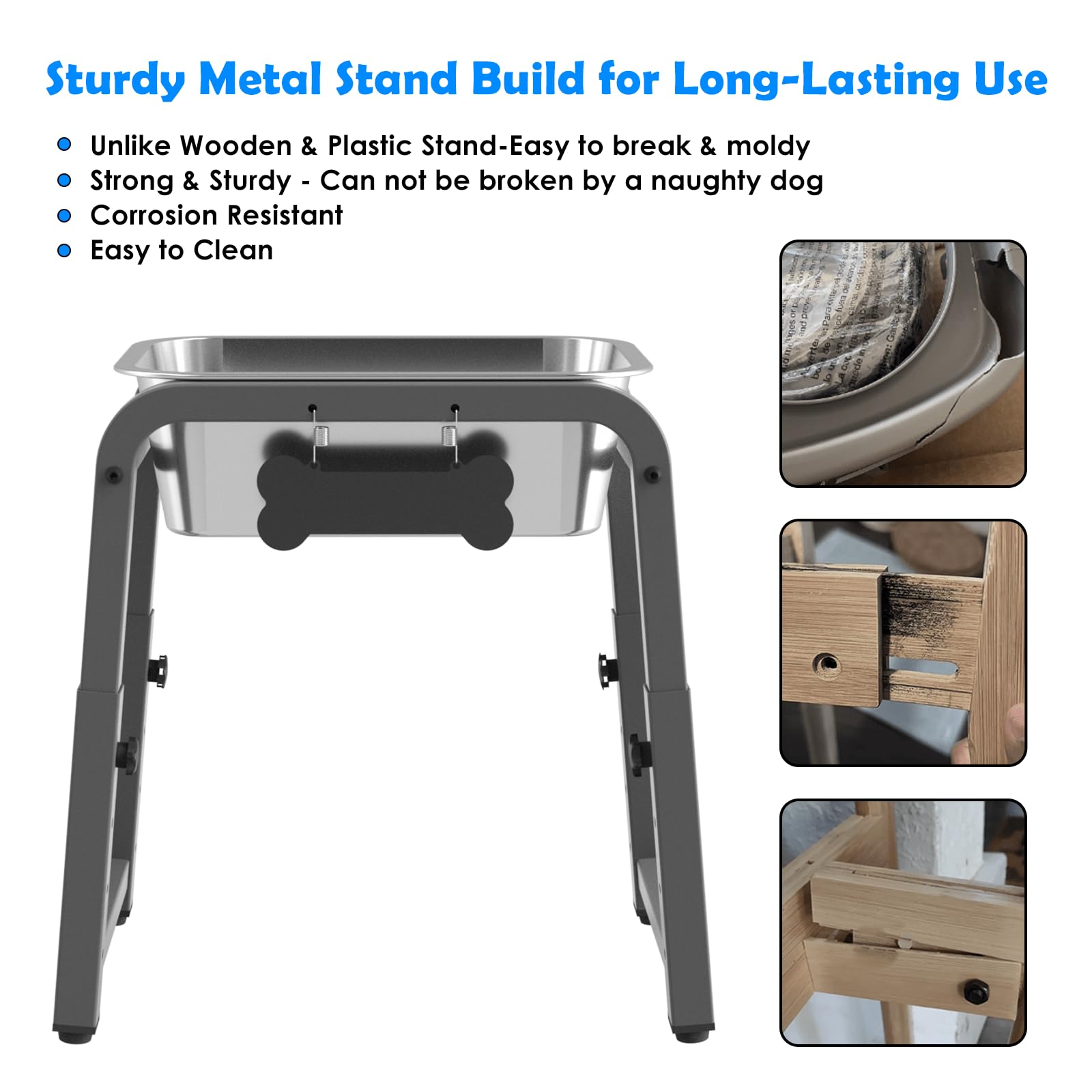 ADENGL durable metal stand for the elevated dog water bowl indoors or outdoors