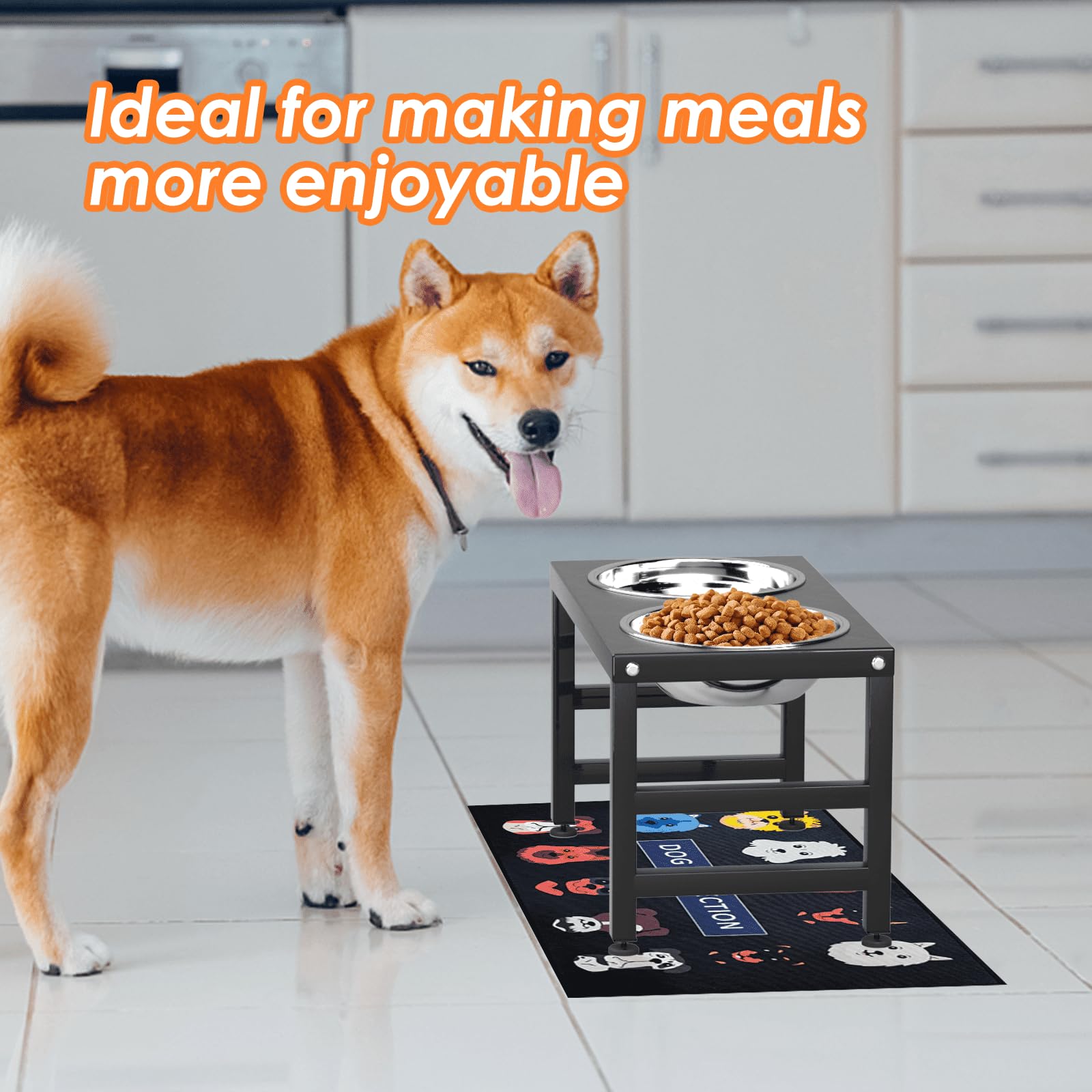 ADENGL durable metal stand with non-slip feet prevents tipping during meals.