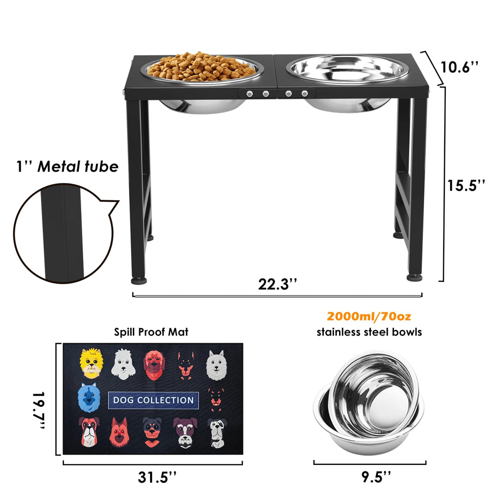 ADENGL easy-assembly dog feeder with bowls and setup hardware
