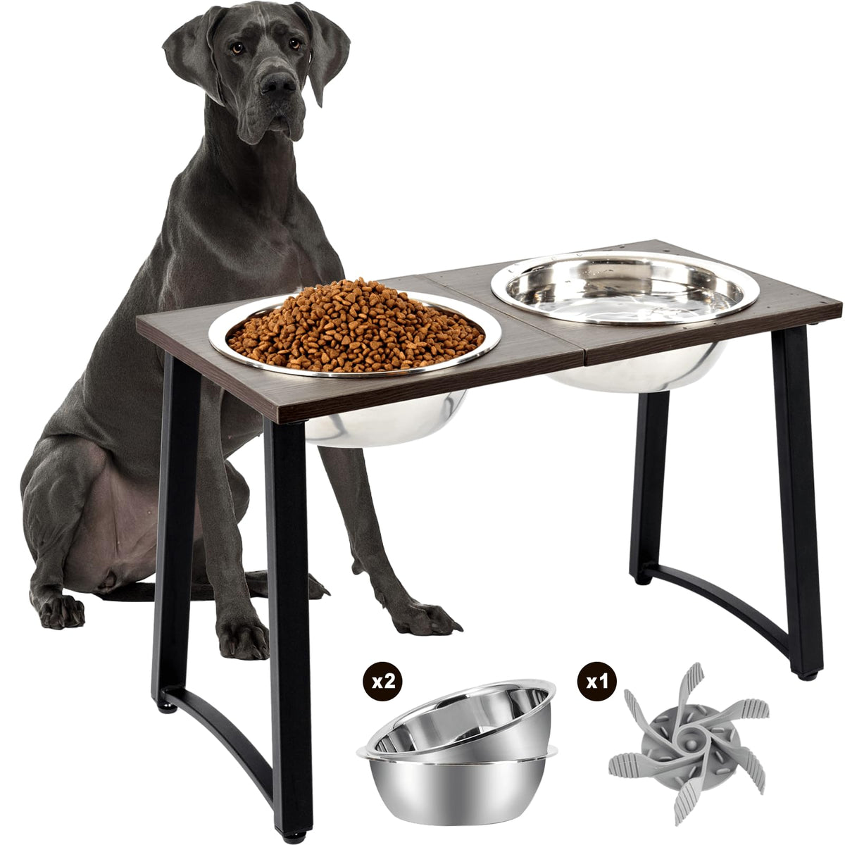 ADENGL elevated bowls on a 16-inch stand for comfortable feeding height.