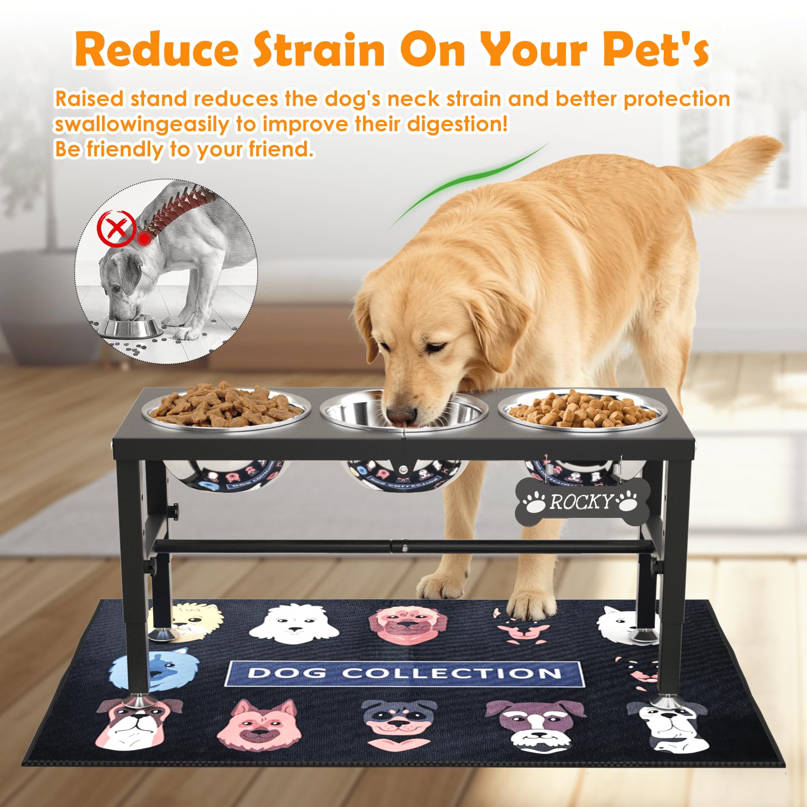 ADENGL iron stand detail showing sturdy support for multi pet use