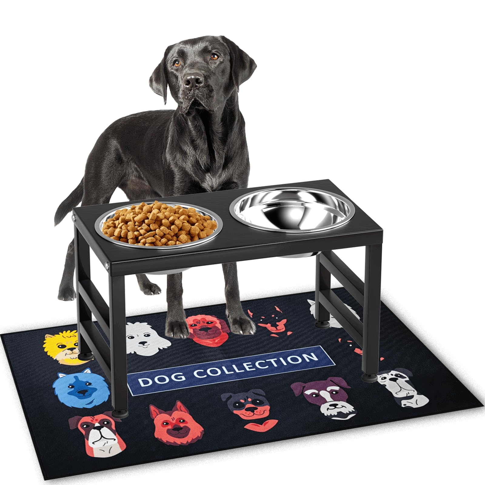 ADENGL metal raised dog bowl stand at 10-inch height for comfortable meals.