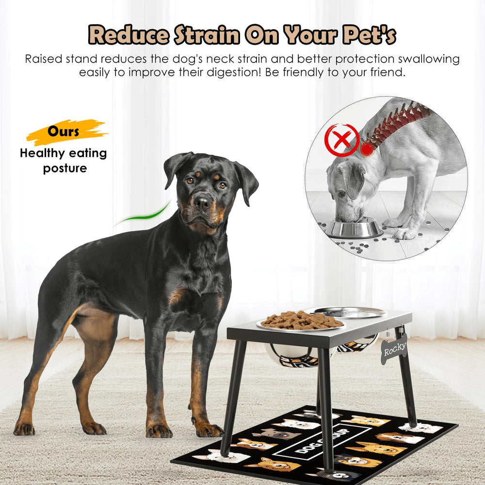 ADENGL metal raised dog bowl stand assembly view for easy setup and portability