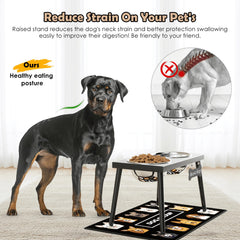 ADENGL metal raised dog bowl stand assembly view for easy setup and portability