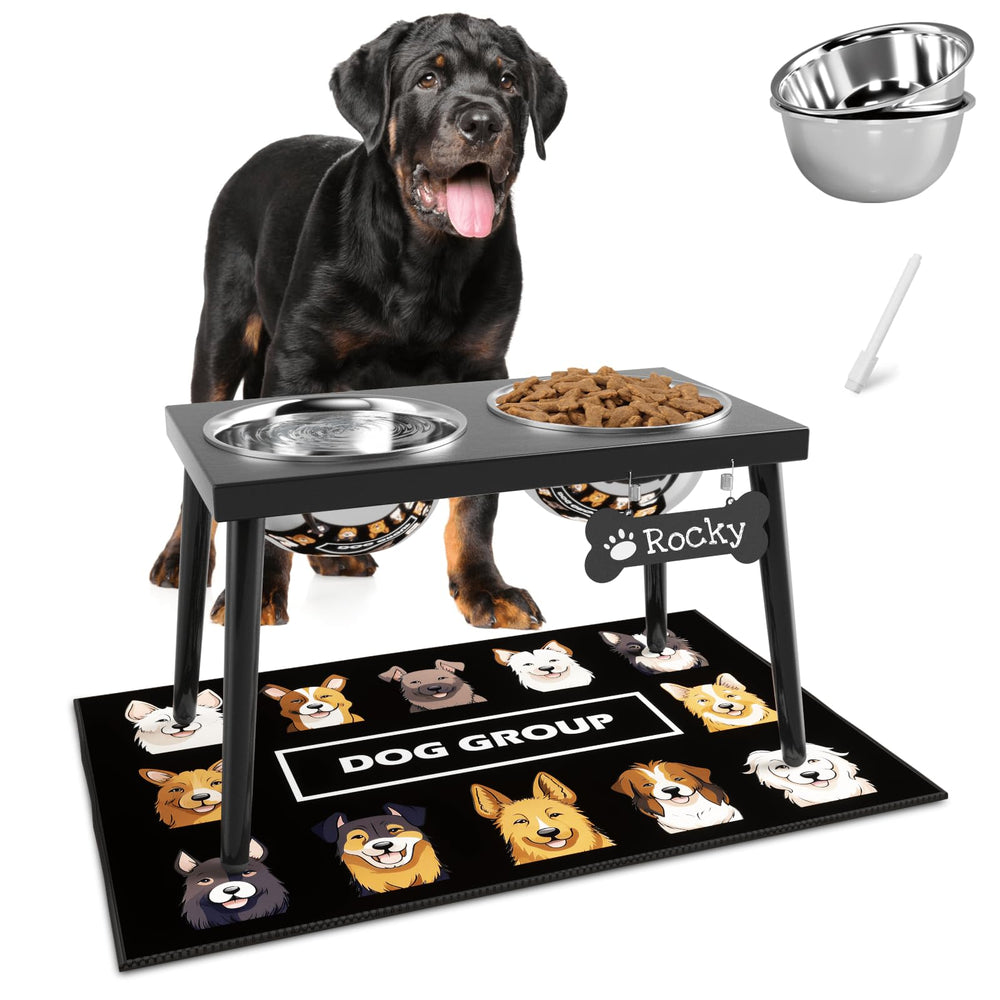 ADENGL metal raised dog bowl stand side profile reduces neck strain during meals
