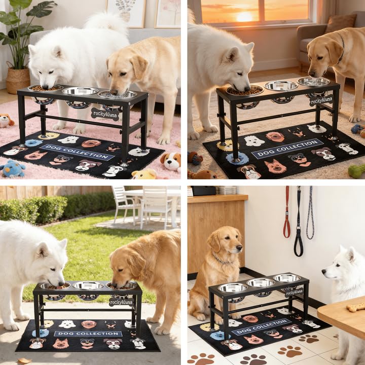 ADENGL multi dog dining station for organized meals and hydration