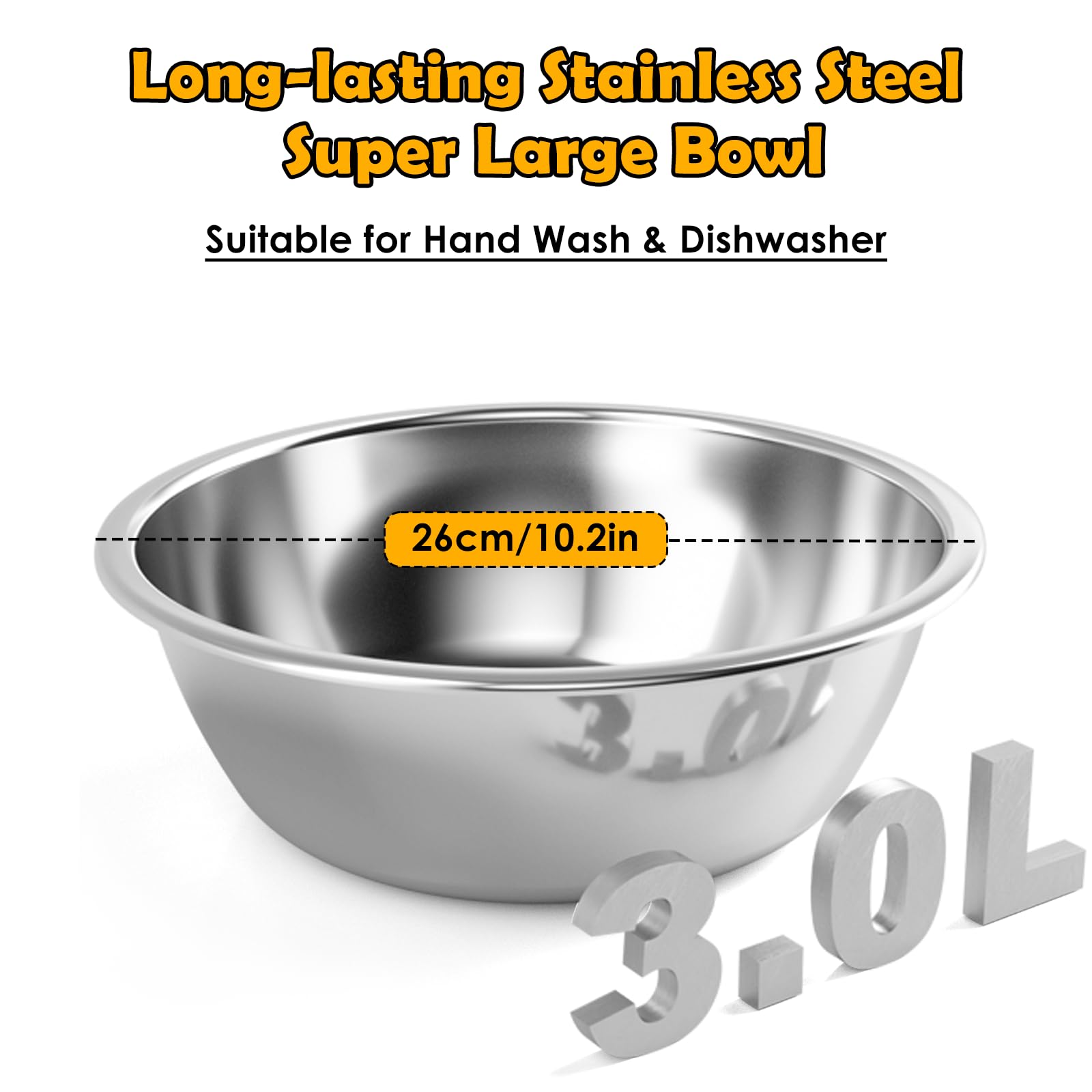 ADENGL rust-proof stainless steel bowl is hygienic and easy to clean.