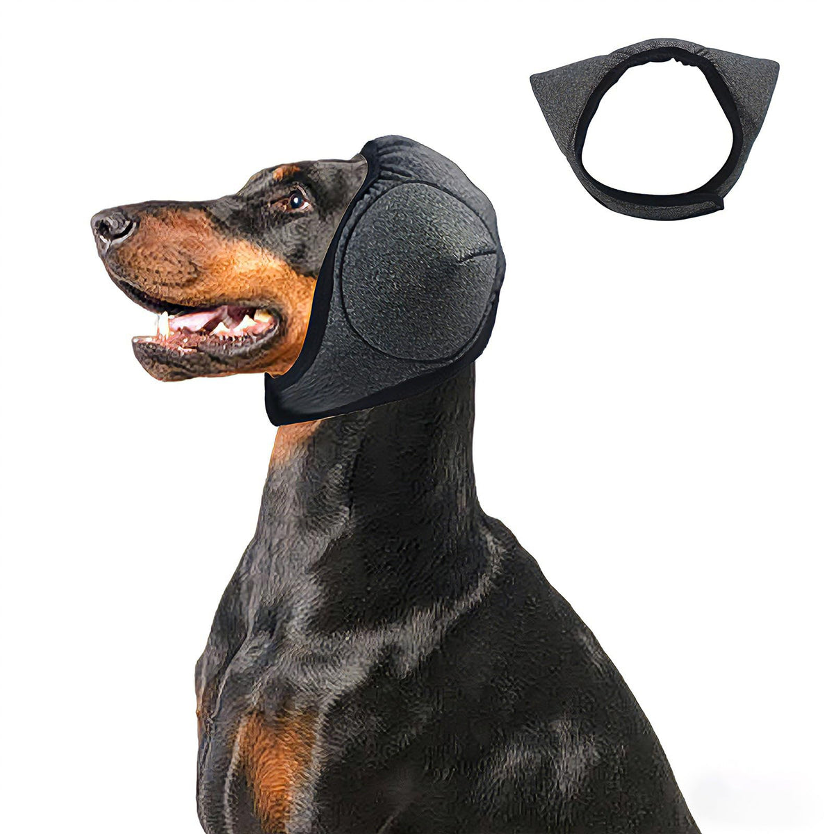 Adhiper Upgrade dog ear muffs gray closeup show noise protection during grooming