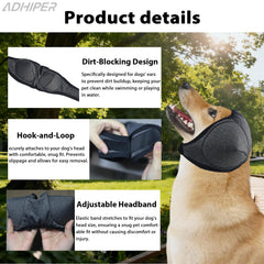 Adhiper Upgrade dog ear wraps gray grooming scene highlights water-resistant protection