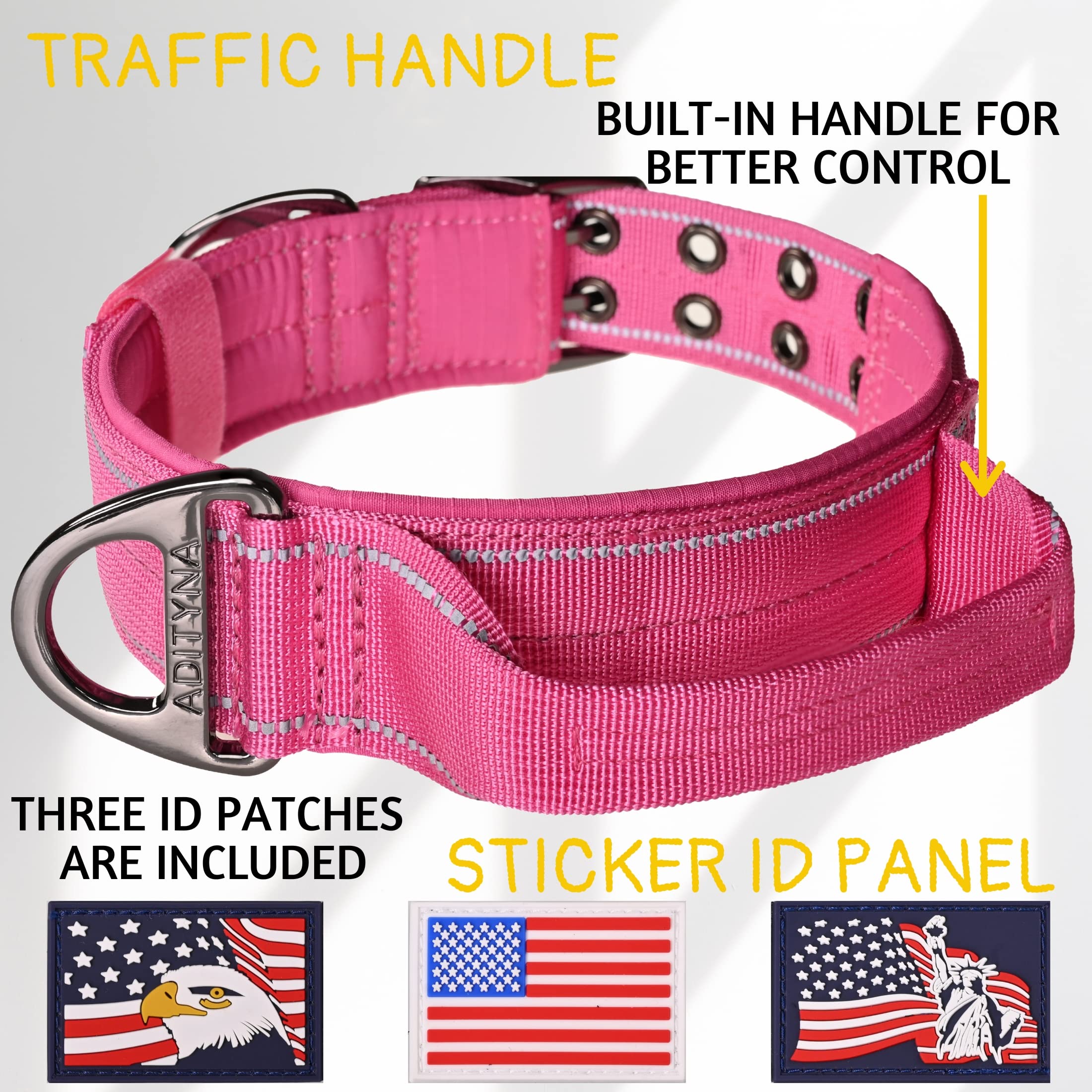 ADITYNA D-ring leash attachment on heavy-duty collar for reliable leash connection