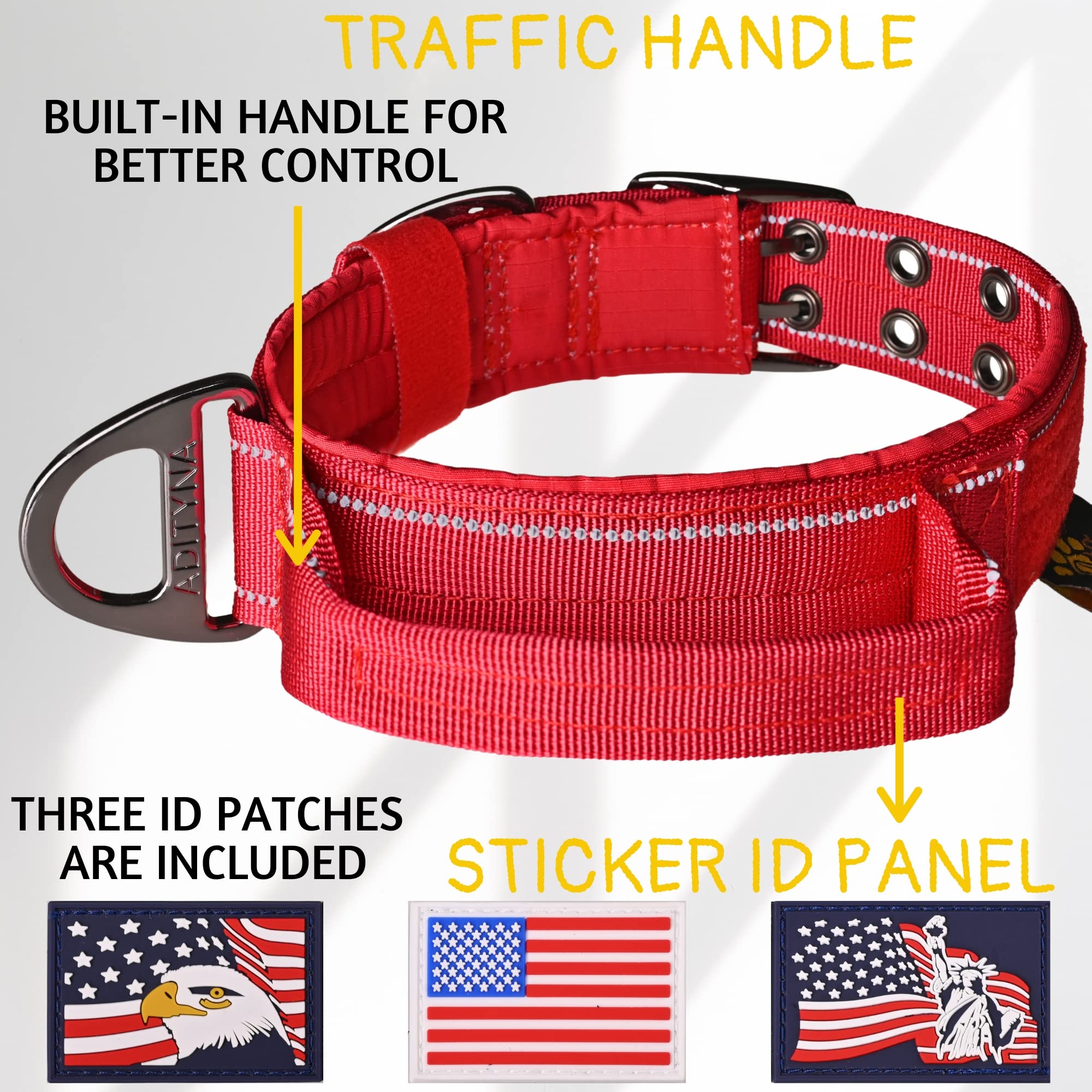 ADITYNA dog collar with reflective stitching for improved night visibility